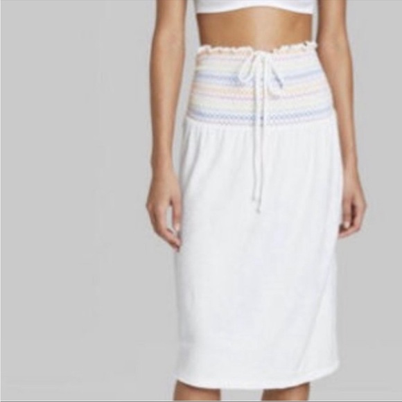 Wild Fable Women’s White Smocked Terry Cloth Dress XL NEW - Picture 3 of 4